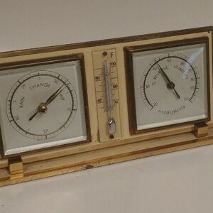Hoffritz Germany Vintage Desktop Brass Barometer Thermometer Weather Station